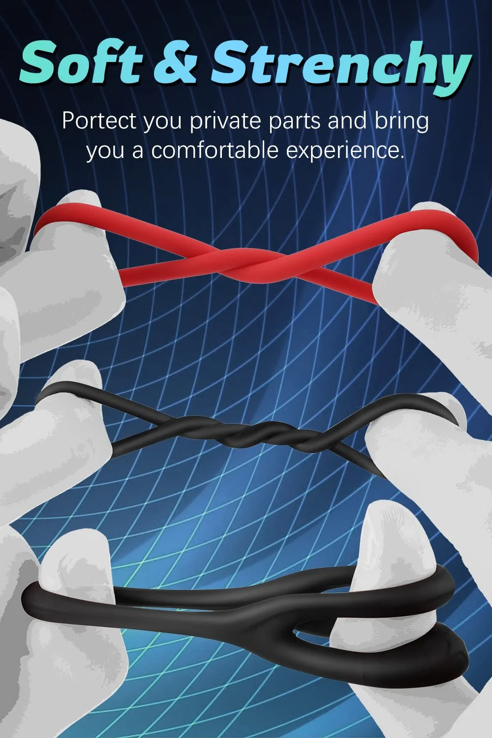 Strechy Silicone Penis Ring Set With 7 Different Sizes For Erection Enhancing