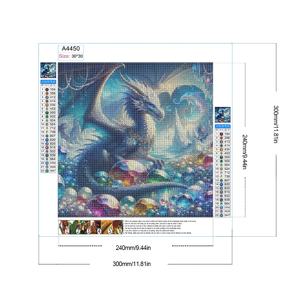 Diamond Painting - Full Round Drill - Dragon(Canvas|30*30cm)