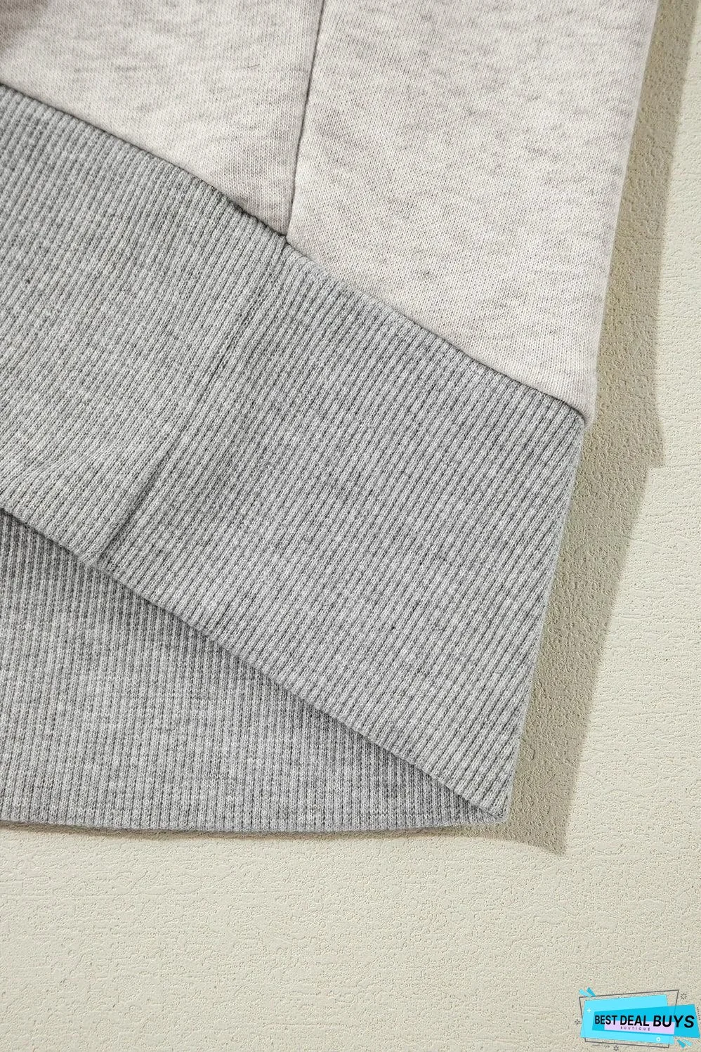 Light Grey Color Block Thumbhole Sleeve Drop Shoulder Sweatshirt