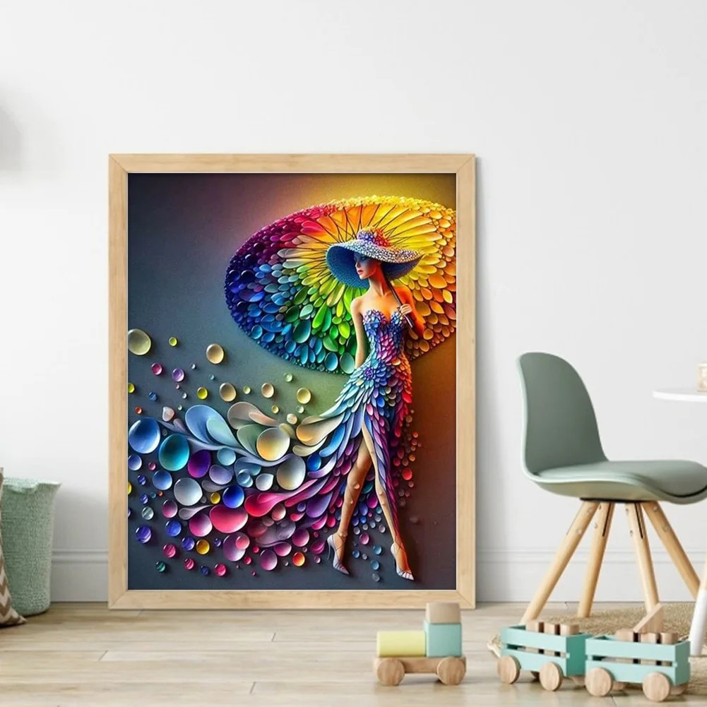 11CT Full Stamped Cross Stitch - Lady(Canvas|45*45CM)