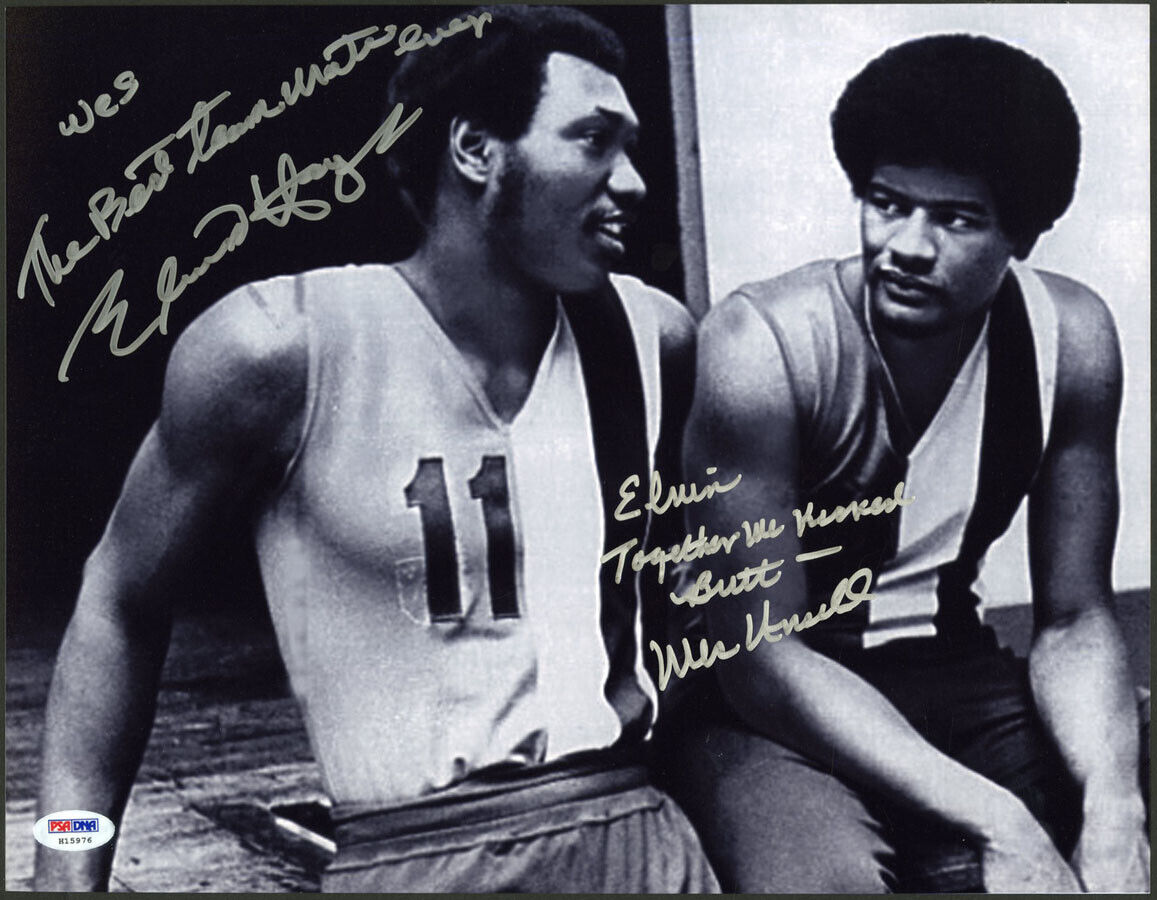 Elvin Hayes Wes Unseld DUAL SIGNED 11x14 Photo Poster painting +INSC Bullets PSA/DNA AUTOGRAPHED