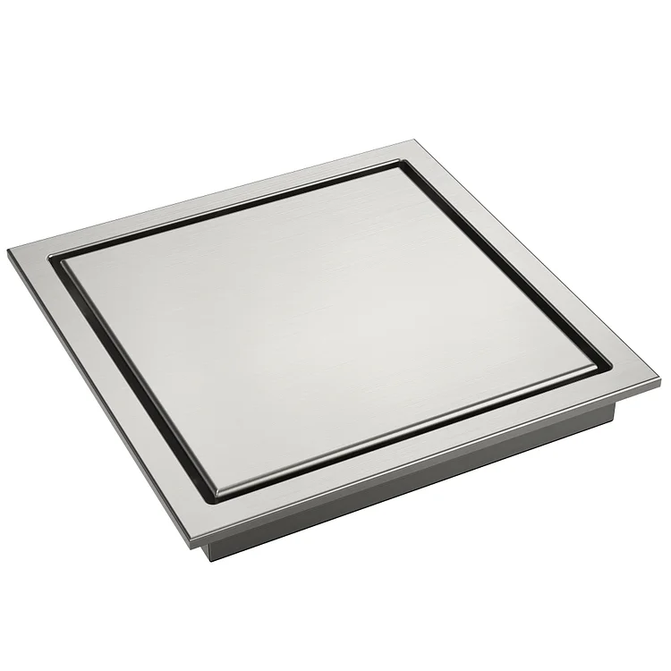 SFS-3066-NK The EVERSTEIN brushed nickel 6-inch square stainless steel floor drain