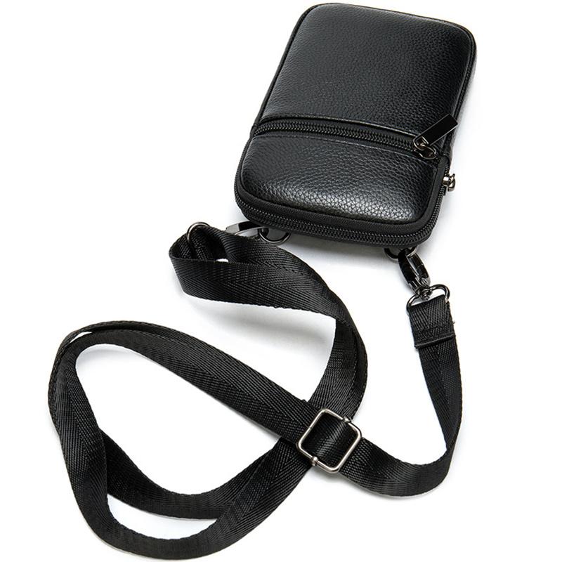 Men's Soft Leather Crossbody Bag Mini Shoulder Bag Waist Bag