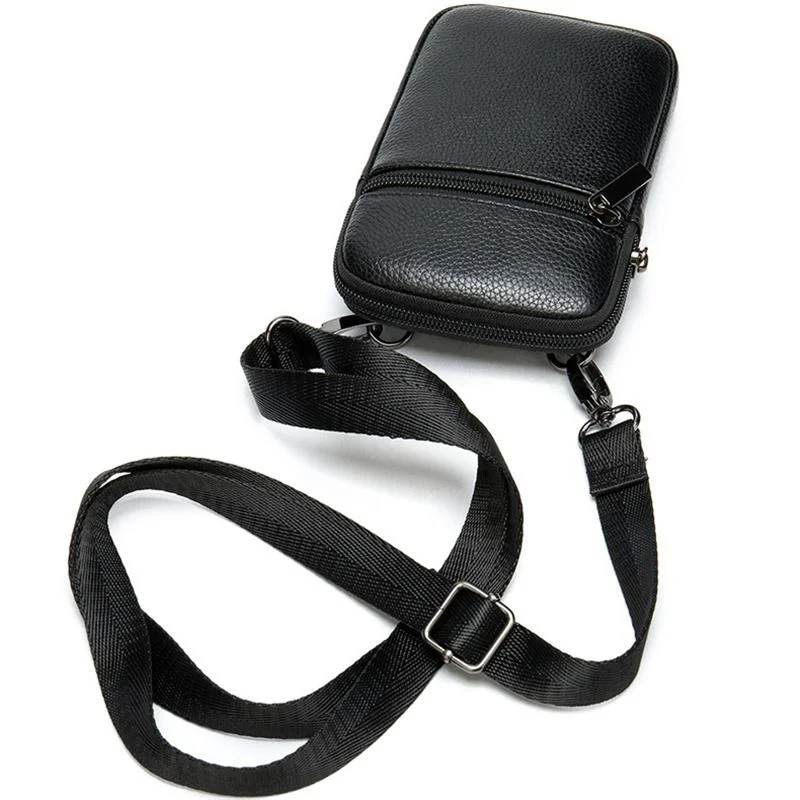 Men's Soft Leather Crossbody Bag Mini Shoulder Bag Waist Bag