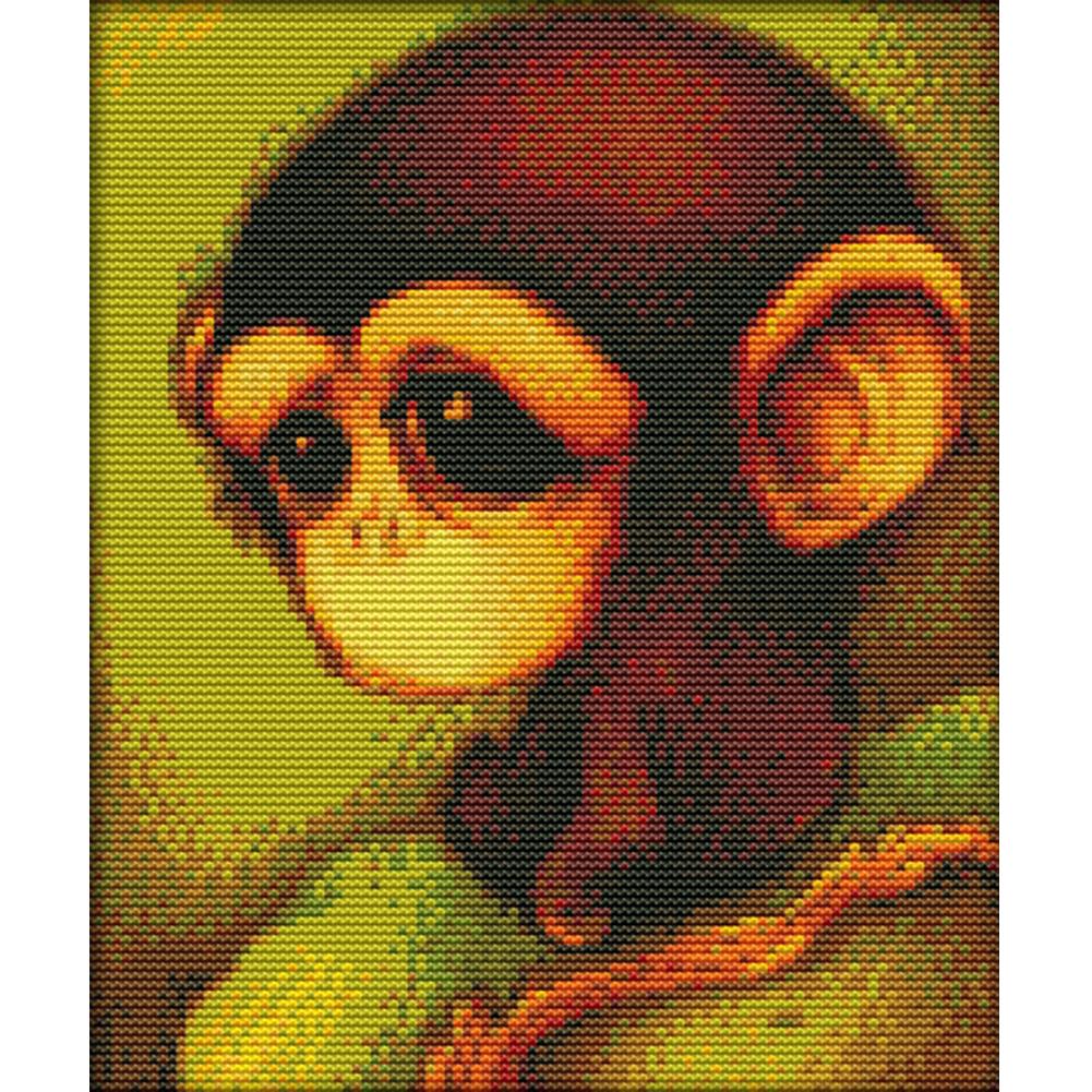 

Monkey - 14CT Stamped Cross Stitch - 25*29cm, 501 Original