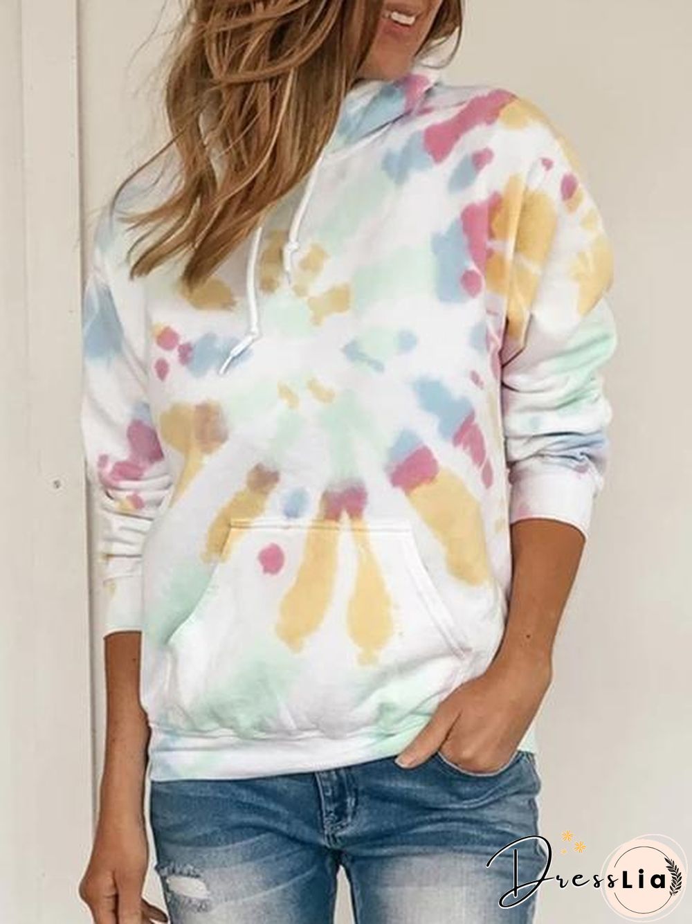 Tie Dye Pattern Loose Hoodie Sweatshirt