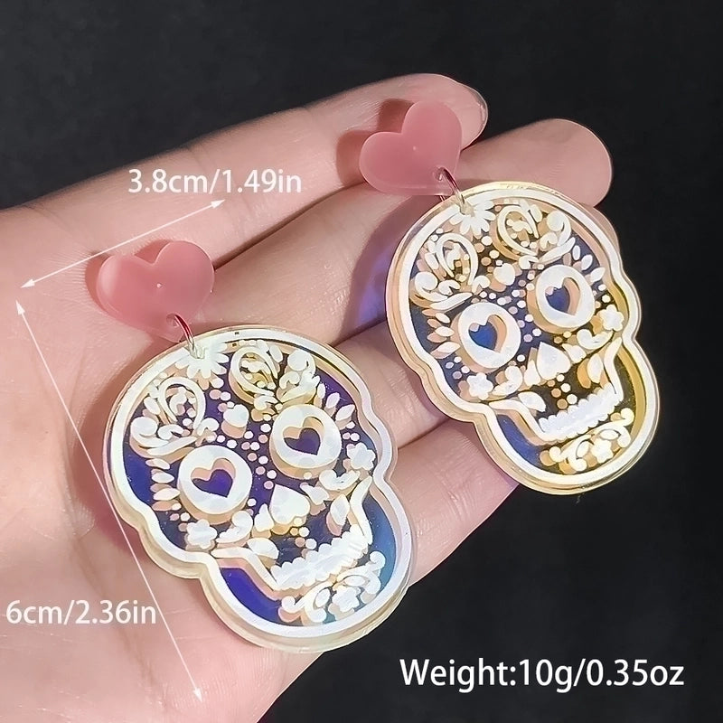 1 Pair Gothic Cool Style Skull Ghost Arylic Drop Earrings
