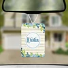 Personalized Air Fresheners | Set of 2 | Custom Car Accessories | Blue & Gold Floral (Round)