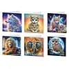 6pcs Diamond Painting Gemstone Animals Greeting Card Kits with Envelopes for Family Friend Gifts