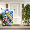 DIY Diamong Painting Double Sided Drills Garden Flags Outdoor Decor Holiday Garden Decorations Kit(Butterfly Flower)