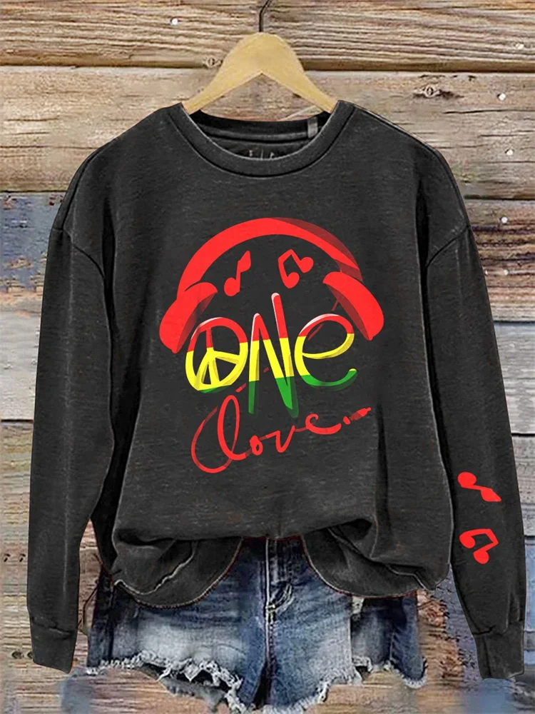 VChics One Love Retro Reggae Casual Sweatshirt