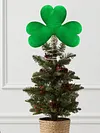St Patricks Day Tree Topper Green Plush Shamrock with Metal Base for Decor Gift