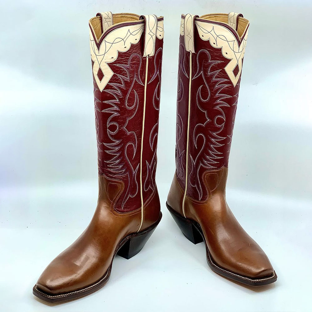 Embroidered Mid-Calf Square Toe Brown Cowgirl Boots for Women Nicepairs
