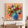Framed Blue Vase -  DIY Button Art Painting Kit for Creativity DIY Pearl Dot Crafts for Gift Home Wall Decor 30*30CM