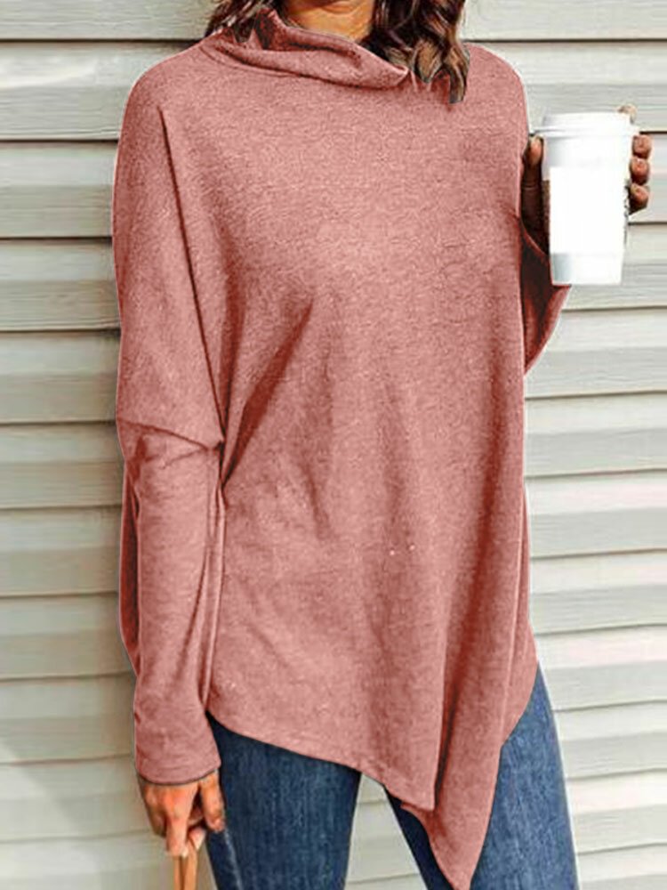 Casual Women's Pure Color Long Sleeve Irregular Shirt P1586743