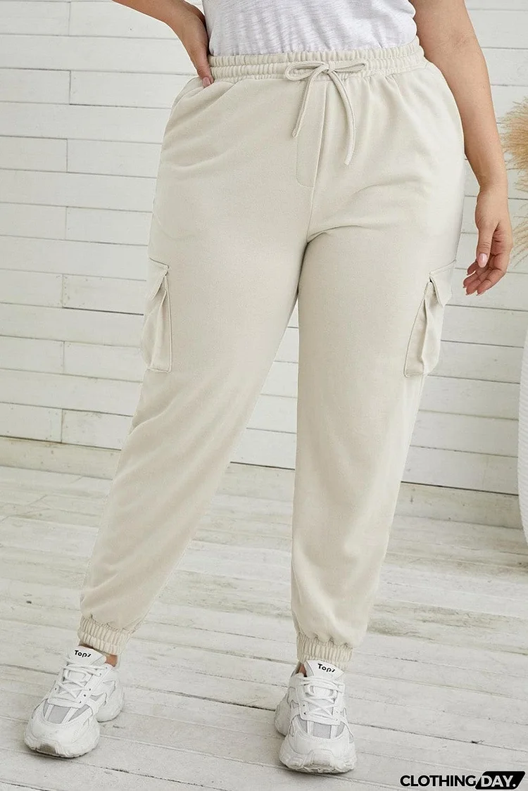 Plus Size Elastic Waist Joggers with Pockets