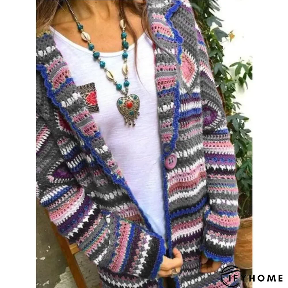 Multicolor Vintage Long Sleeve Sweater | IFYHOME