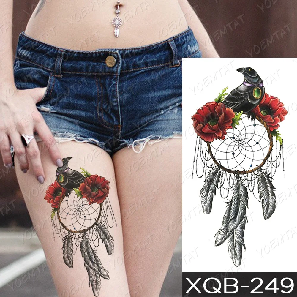 Waterproof Temporary Tattoo Sticker Rose Snake Flower Tattoos Lace Tiger Dragon Body Art Arm Fake Sleeve Tatoo Women