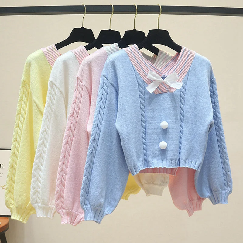 Pink/Yellow/Blue Sweet Bow Short Sweater SP13315