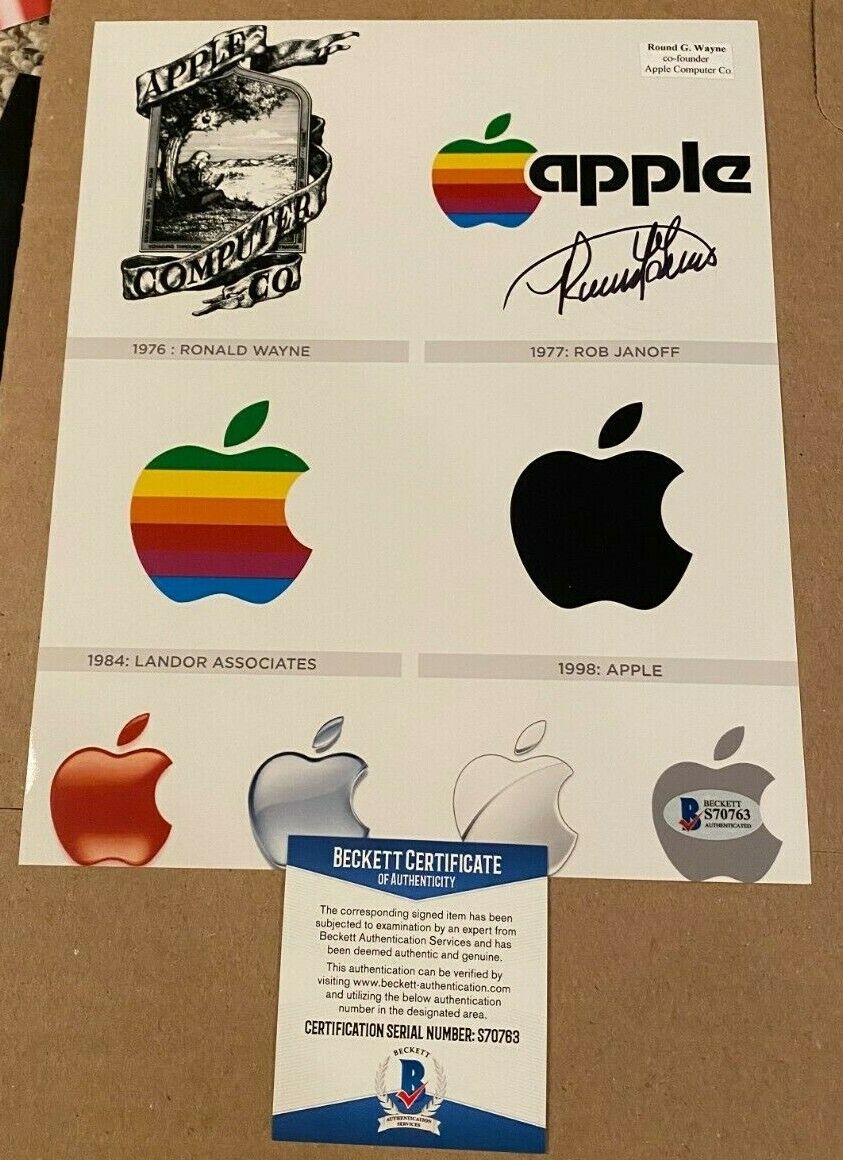 APPLE COMPUTER LOGO FOUNDER RONALD G WAYNE SIGNED 8X10 Photo Poster painting BECKETT #2 CERT