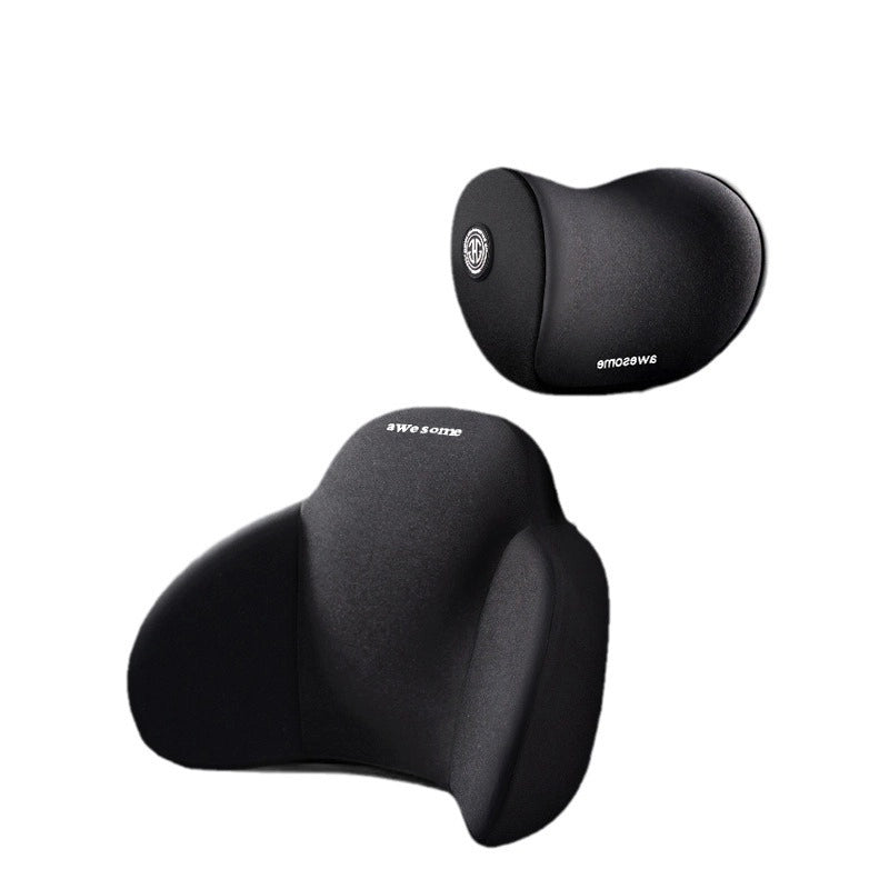 Car Lumbar Support Lumbar Pillow Memory Foam Lumbar Cushion Backrest Waist Support Cushion Car Seat Headrest Set