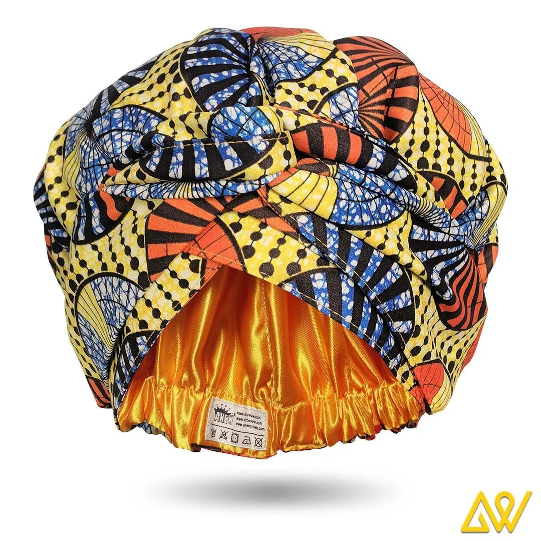 African Print Head Wrap With Satin-Lined-AW1174