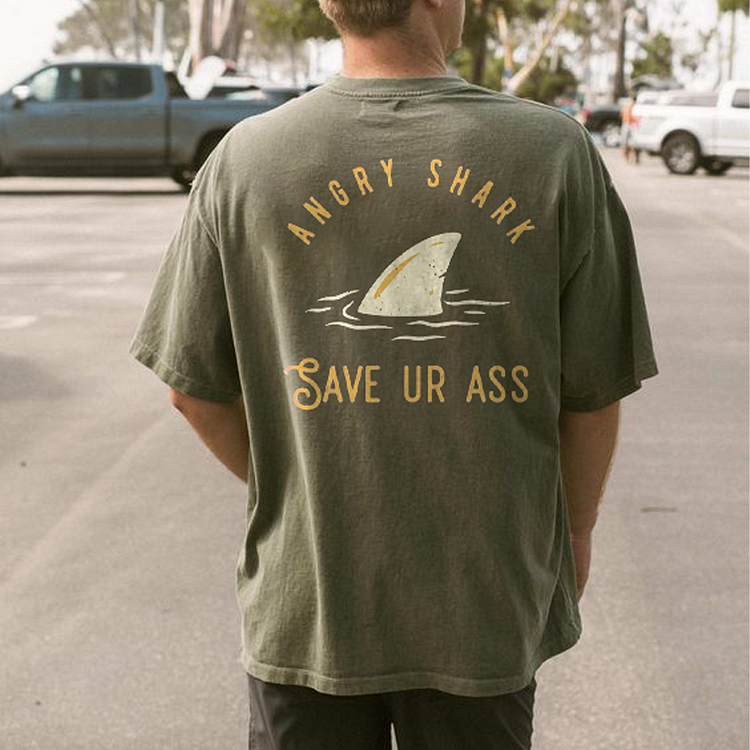 Angry Shark Vintage Graphic T-shirt 7e75