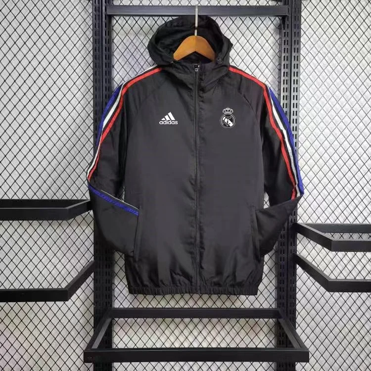 2024 Real Madrid Soccer Jersey Windbreaker Black