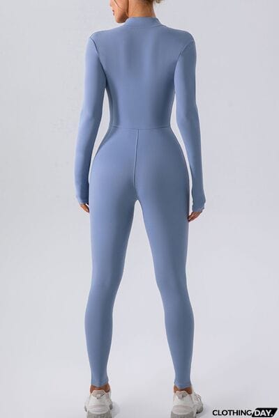Half Zip Mock Neck Active Jumpsuit