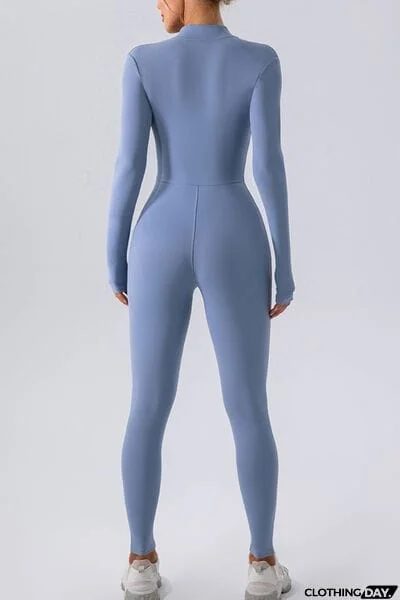 Half Zip Mock Neck Active Jumpsuit