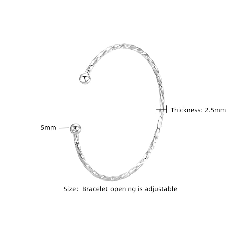 925 Sterling Silver Bangle Elegant Sweet Minimalist