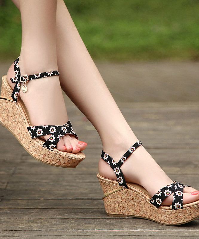 VCSHOES Black Faux Leather Sandals Embossed Sandals