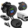 12-24V Car Charger Socket with Switch & Voltmeter Waterproof Cigarette Outlet Replacement Motorcycle USB Charger Suitable for Boat Golf Cart RV Motorcycle Truck