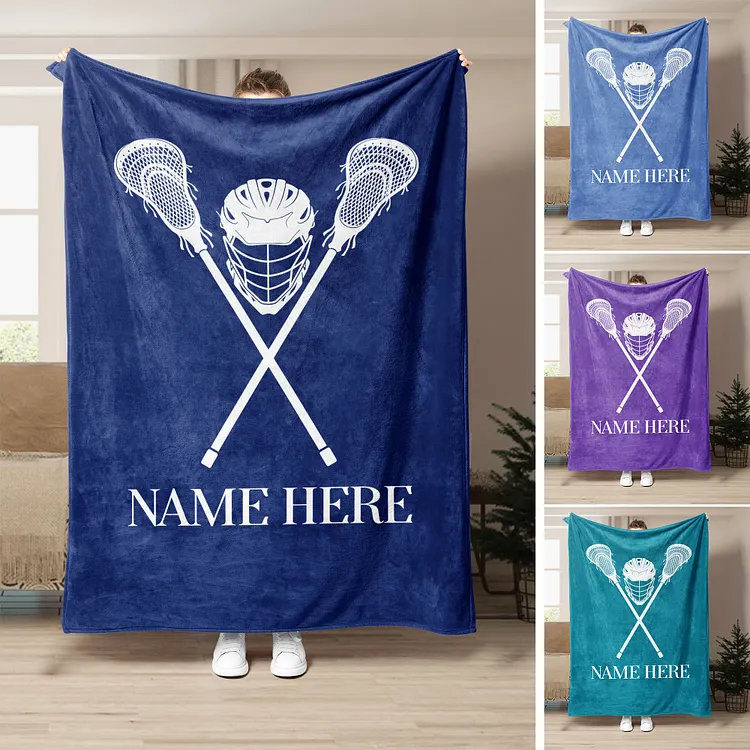 Personalized Lacrosse Blanket, Custom Name Number Soft Cozy Blankets | BKKid368