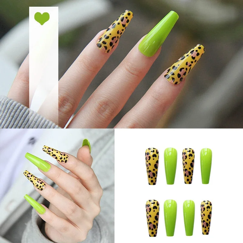 24PCS/box artificial nails with glue Milky white pink Gradients long Ballet Nail stick fake nail tips full cover acrylic-Nail Inspo