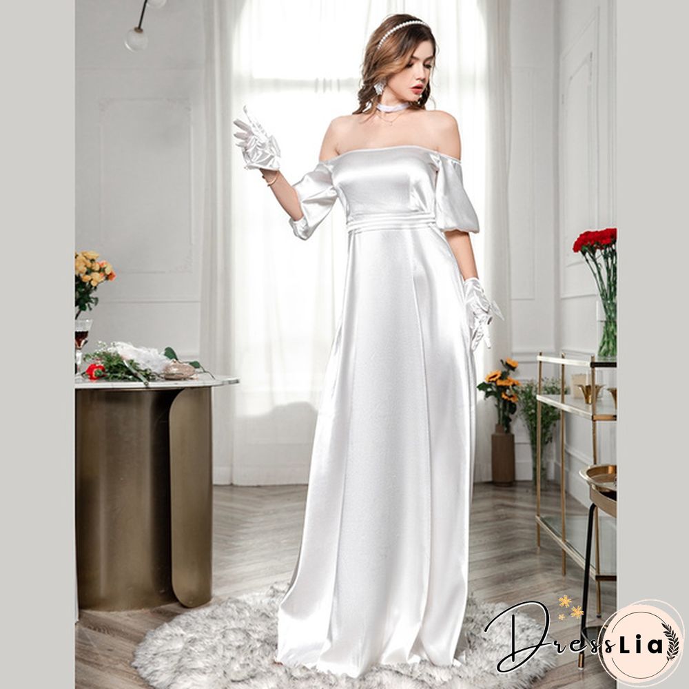 Fashion Puff Sleeve Tube Wedding Party Off Shoulder Dress
