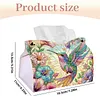Diamond Art Painting Decorative Paper Napkin Dispenser Wear Resist Handmade Household Container Multifunction Rhinestone PU Tissue Holder Kit for Adults Home Office Gift (Color Hummingbird Floral)