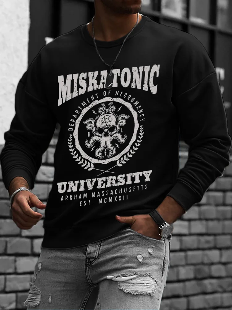 Men's Vintage Miskatonic University Cthulhu Graphic Sweatshirt