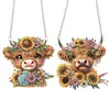 2Pcs DIY Sunflower Calf-Diamond Painting Pendant（Single-Sided)