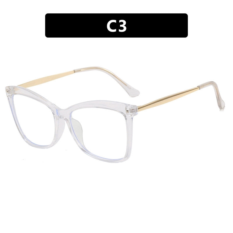 Cross-border Cat Eye Mi Nail Glasses Frame 2023 New Anti-blue Light Fashion Plain Glasses Women’s Ins Trendy Large Frame Glasses
