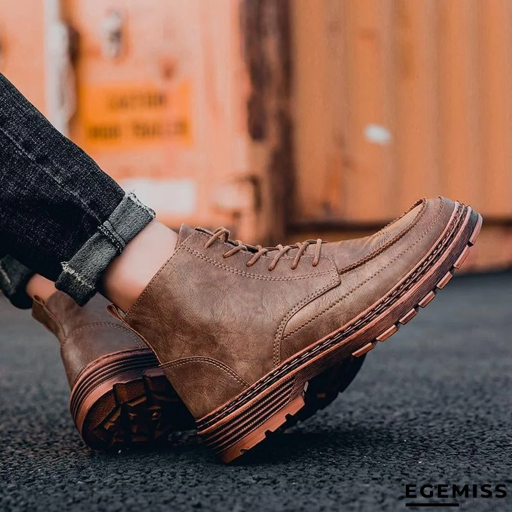 Ankle Men Boots Leather Retro Martin Boots Men Waterproof Tooling Boots Leisure | EGEMISS