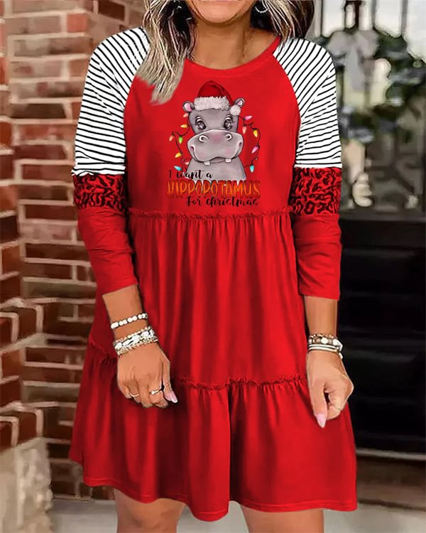 I Want A Hippopotamus For Christmas Long Sleeve Dress