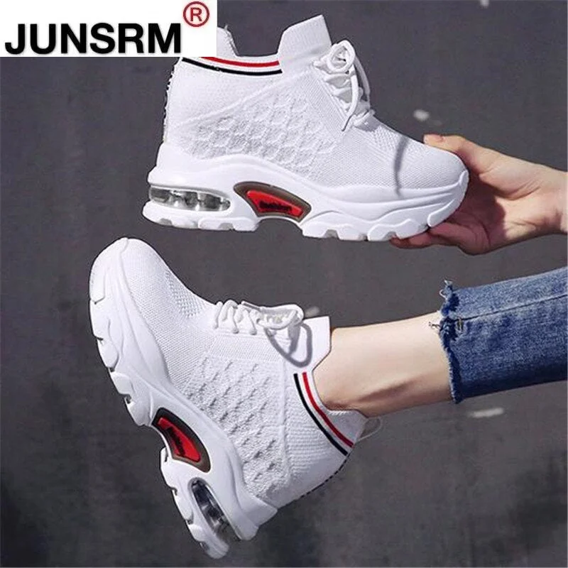 Spring Women Chunky Mesh Breathable lace-up Casual Vulcanize Shoes Old Dad female fashion Platform Internal increase Sneakers