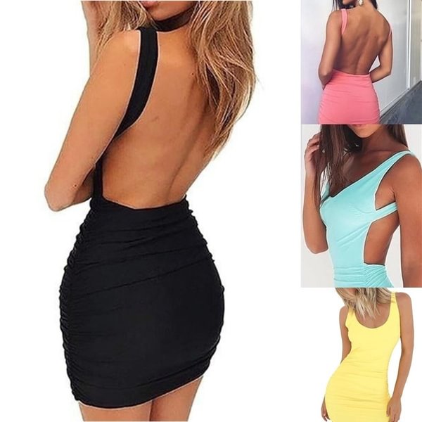 Sexy Women Backless Summer Dress Slim Short Pencil Bandage Club Party Dresses Mini Bodycon Dress Vestidos - Life is Beautiful for You - SheChoic