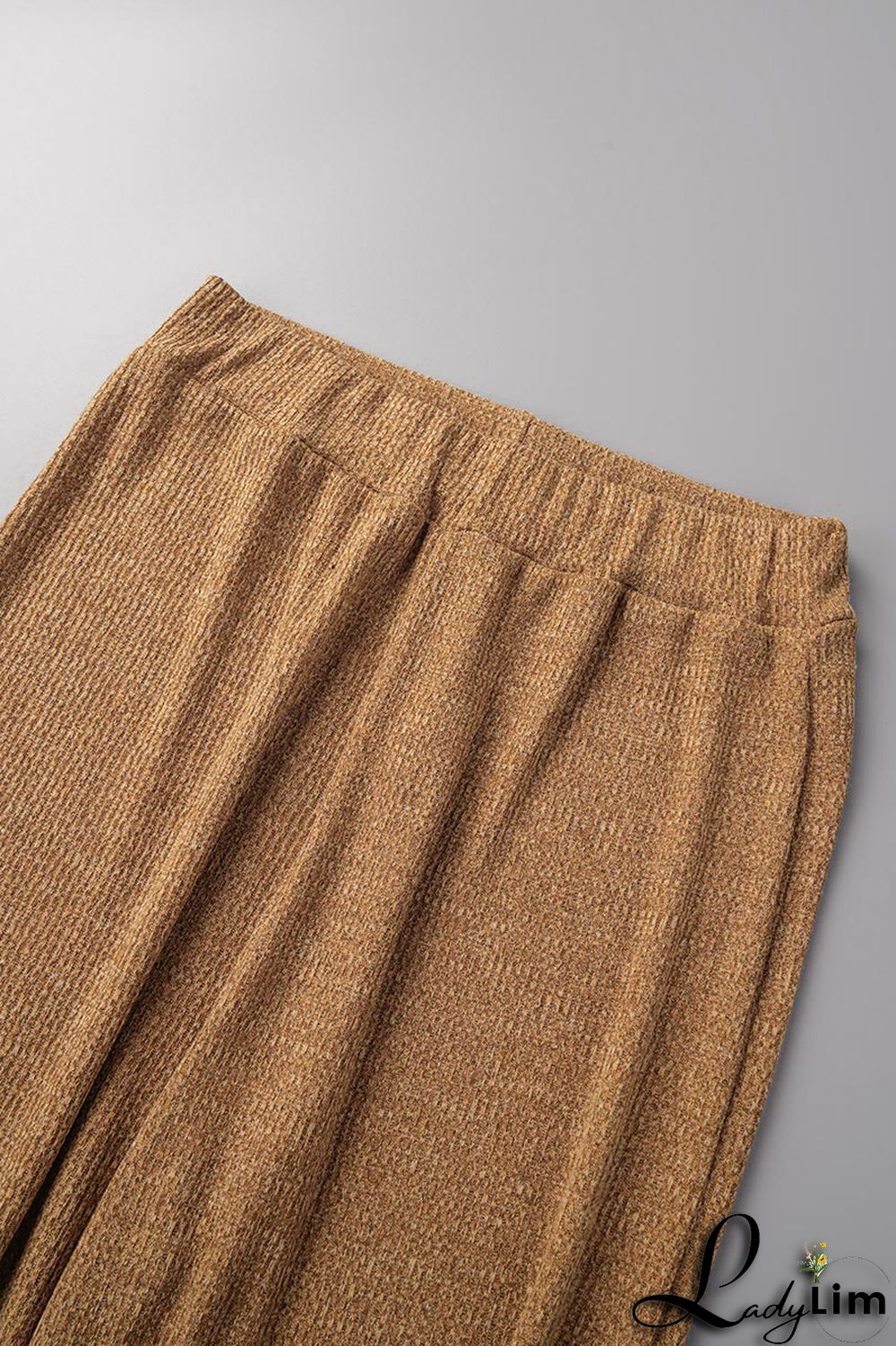 Grey Casual Solid Patchwork High Waist Straight Solid Color Bottoms