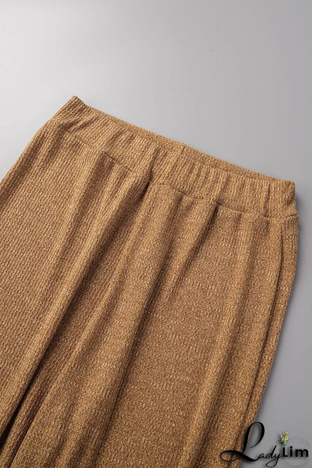 Grey Casual Solid Patchwork High Waist Straight Solid Color Bottoms