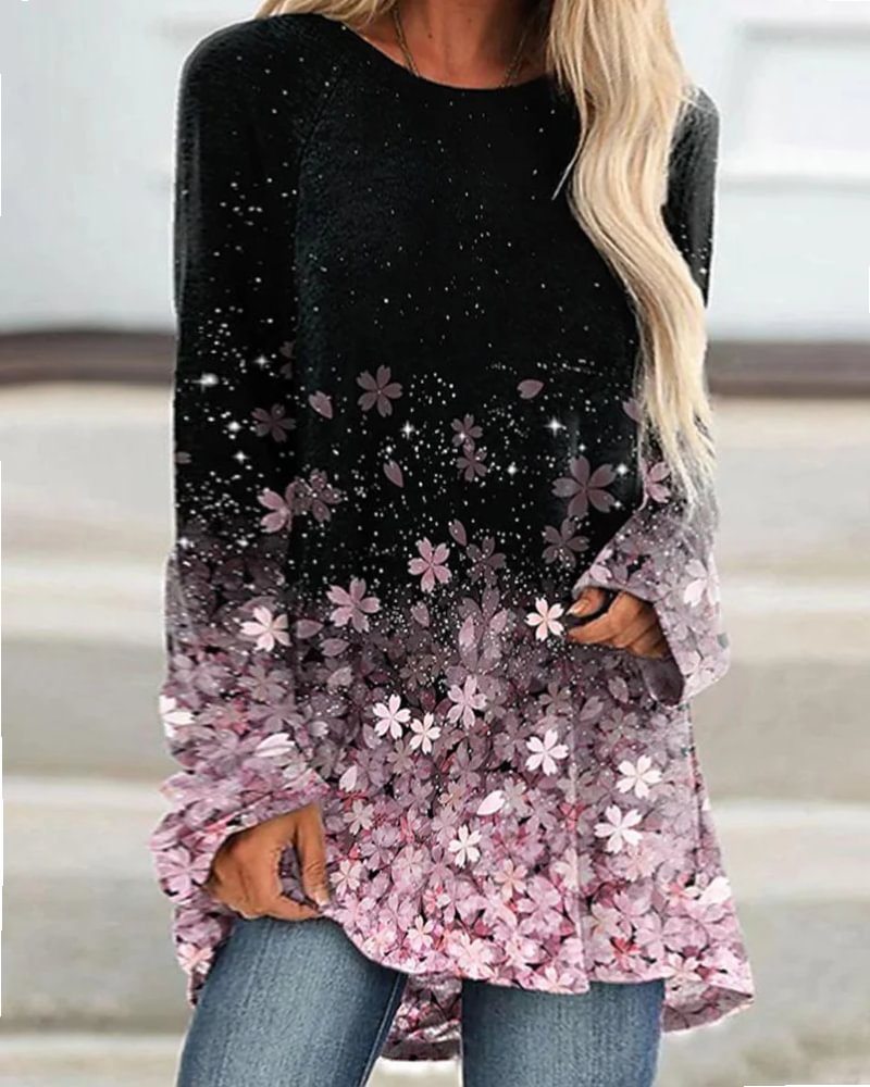 Sakura Print Loose Women's T-shirt