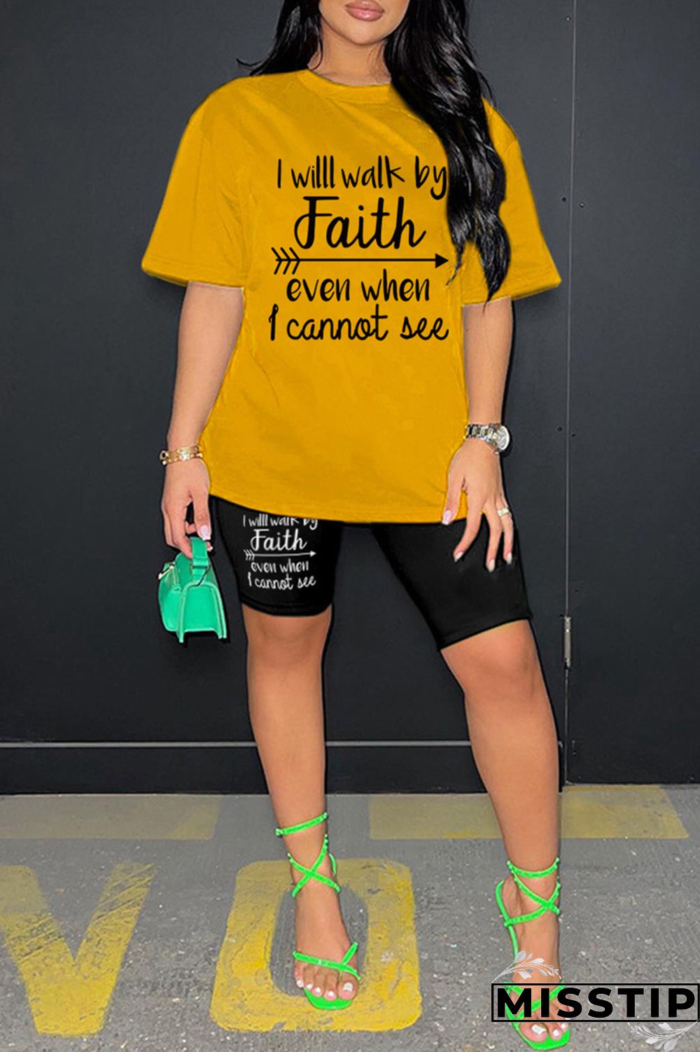 Rose Red Casual Letter Print Basic O Neck Short Sleeve Two Pieces