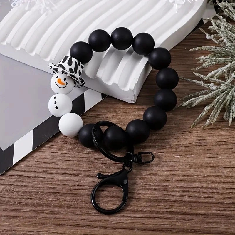 Cartoon Style Cartoon Snowman Alloy Silica Gel Beaded Christmas Bracelets Keychain
