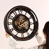 Retro gear mechanical wall clock, 2025 new style, light luxury, high-end artistic French vintage clock for living room